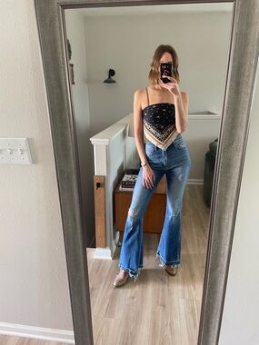 Lee Women’s Distressed Flare Jeans - Blue